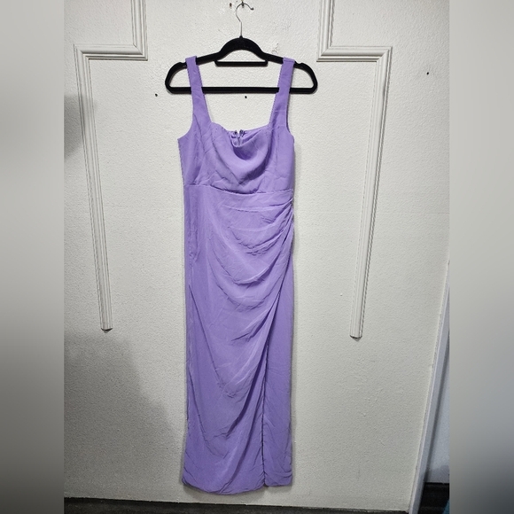 Lulus Glamorous Disposition Lavender Ruched Maxi Dress L Wedding Party Prom - Picture 6 of 9